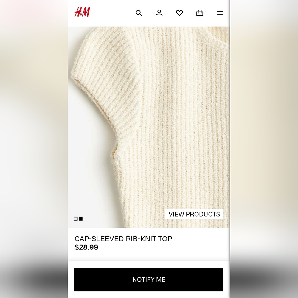 H&M Cap-sleeved Rib-knit Top SOLD OUT - Picture 6 of 8